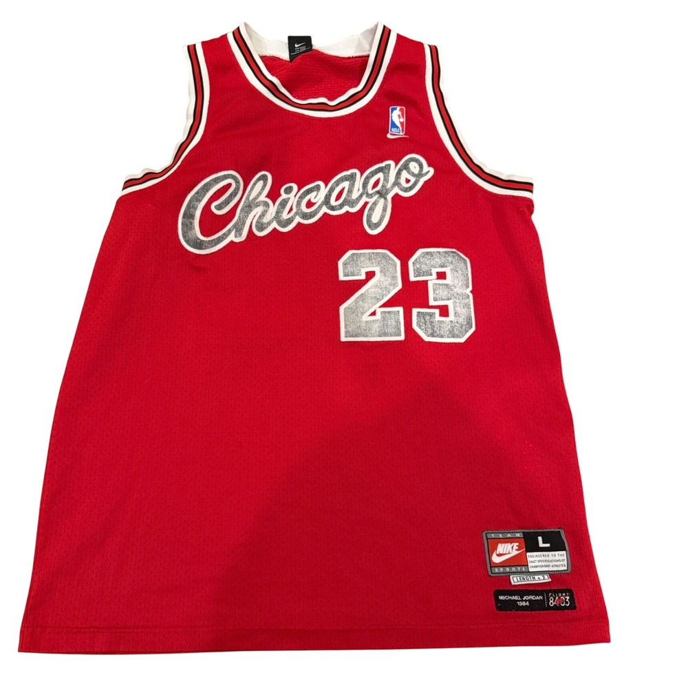 Vintage Nike Michael Jordan Chicago Bulls 23 Jersey Flight 8403 Red Mens Large